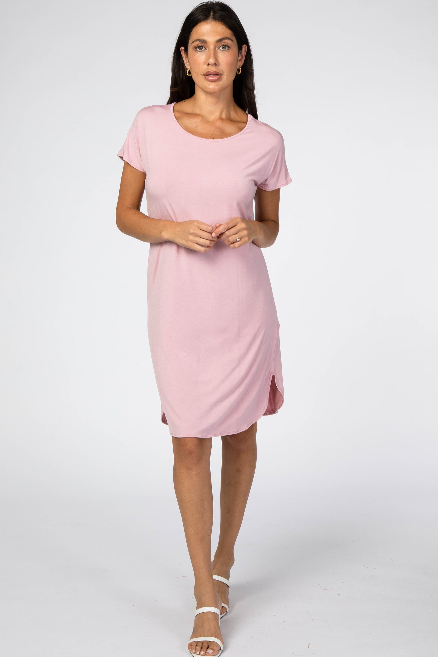 Pink Basic Maternity Dress