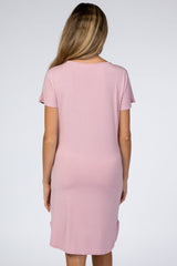 Pink Basic Maternity Dress