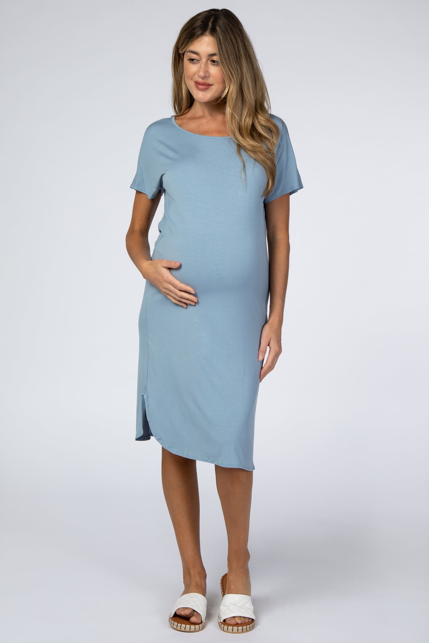 Blue Basic Maternity Dress