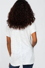 White Ribbed Raw Seam Snap Button Top