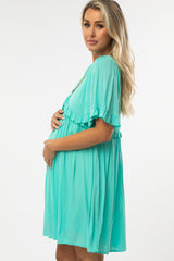 Jade Ruffle V-Neck Babydoll Maternity Dress