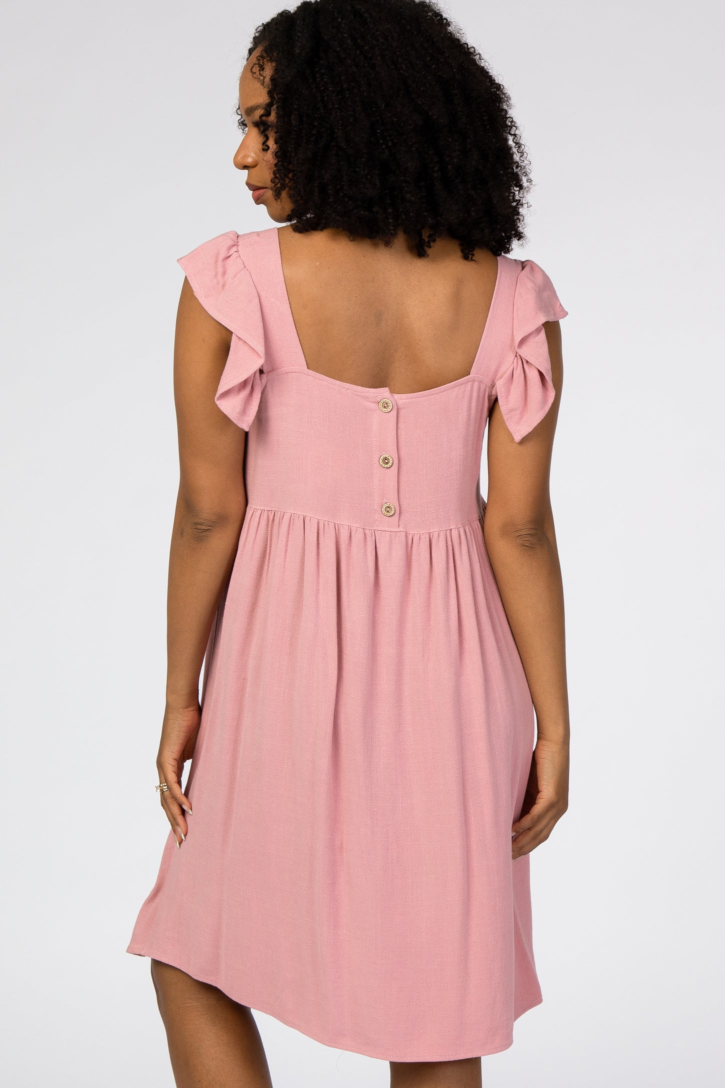 Pink Flutter Sleeve Dress
