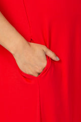 Red Side Slit Maternity Maxi Dress