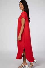 Red Side Slit Maxi Dress