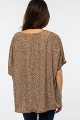 Taupe Leopard Print Pocket Front Top