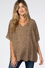 Taupe Leopard Print Pocket Front Maternity Top