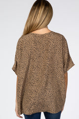 Taupe Leopard Print Pocket Front Maternity Top