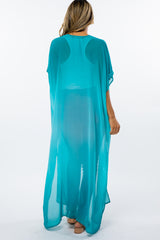 Teal Ombre Chiffon Long Cover Up
