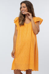 Orange Eyelet Maternity Dress