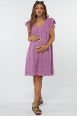 Violet Eyelet Maternity Dress