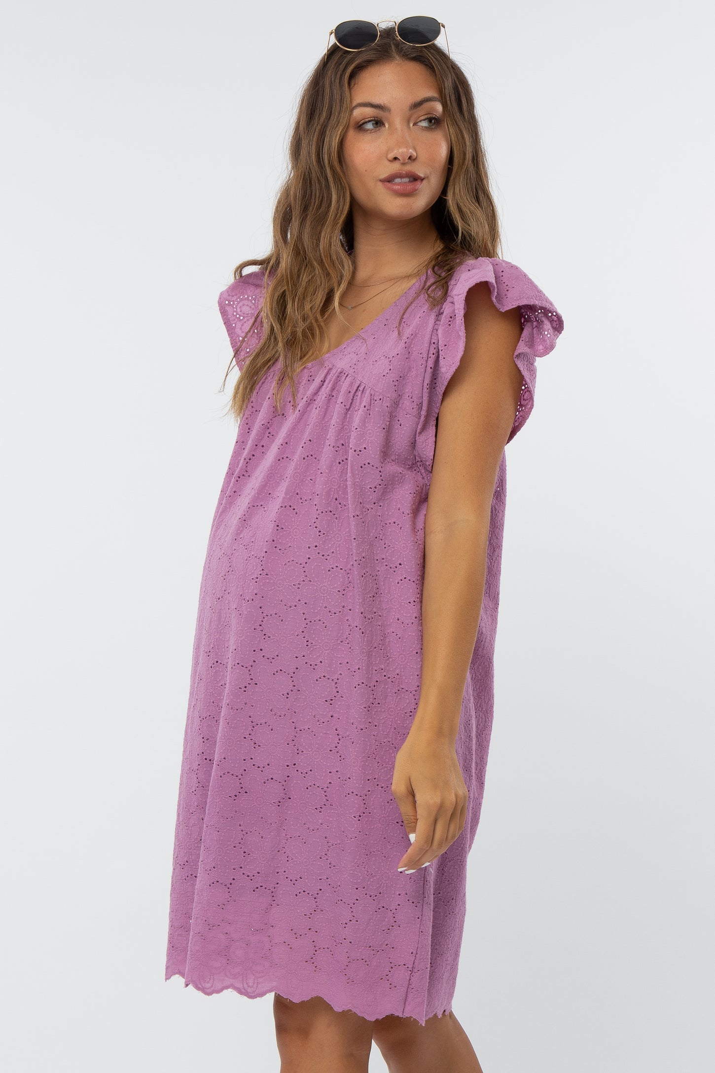 Violet Eyelet Maternity Dress