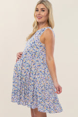 Ivory Floral Crochet Trim Tiered Maternity Dress