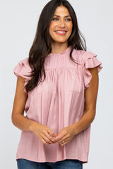 Pink Ruffle Accent Blouse