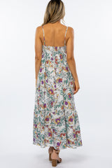 Multi-Color Floral Ruffle Hem Maxi Dress
