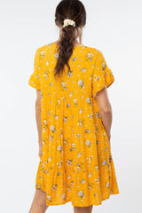 Yellow Tiered Floral Dress