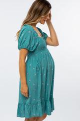 Jade Floral Smocked Maternity Dress