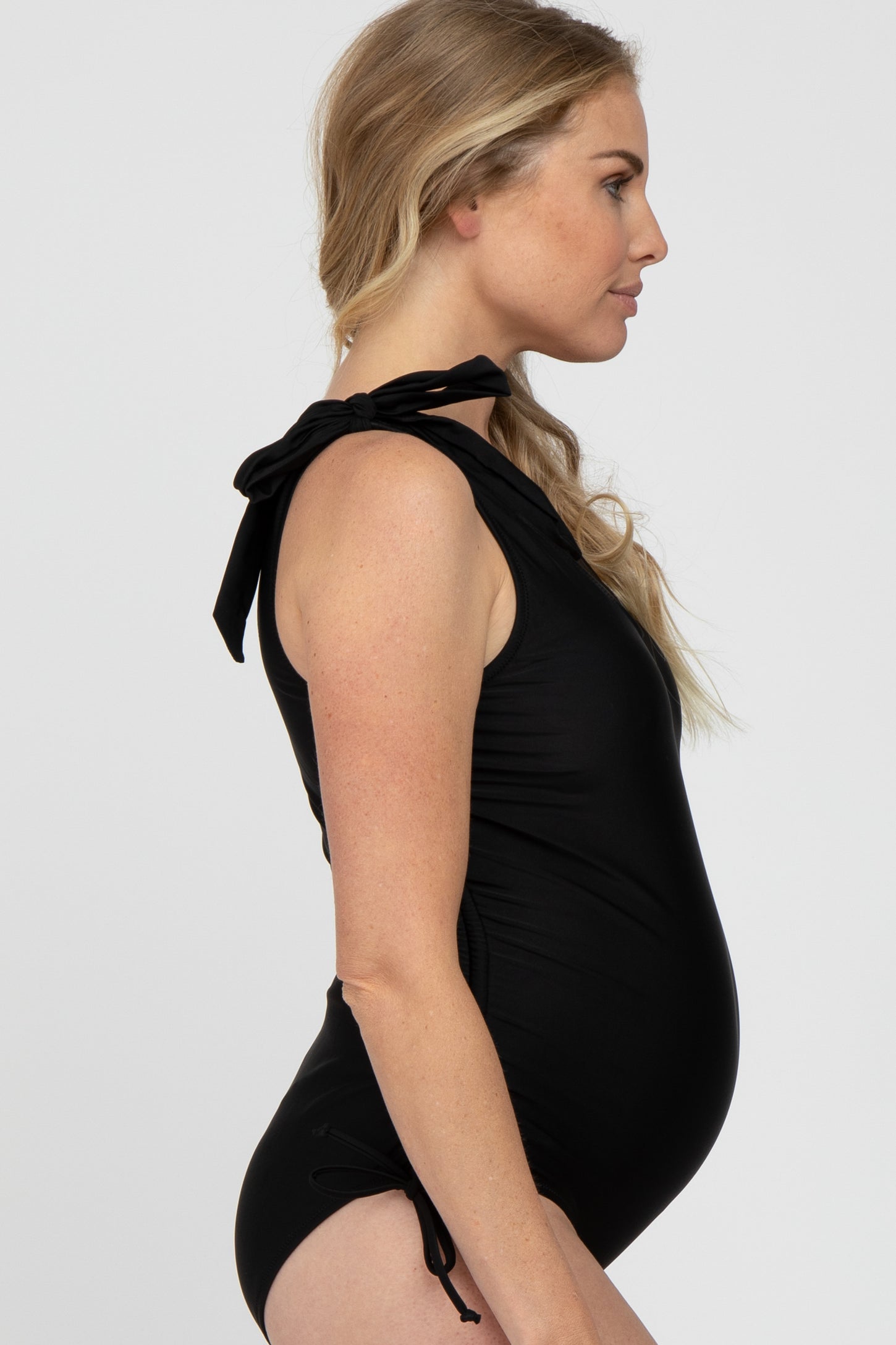 Black Cutout One Shoulder One-Piece Maternity Swimsuit