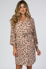 Mauve Leopard Print Delivery/Nursing Maternity Robe