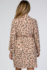 Mauve Leopard Print Delivery/Nursing Maternity Robe