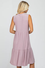 Lavender Ribbed Sleeveless Midi Dress