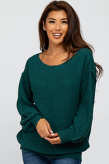 Forest Green Wide Neck Exposed Shoulder Seam Maternity Sweater