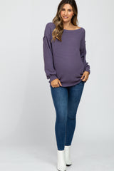 Lavender Wide Neck Exposed Shoulder Seam Maternity Sweater