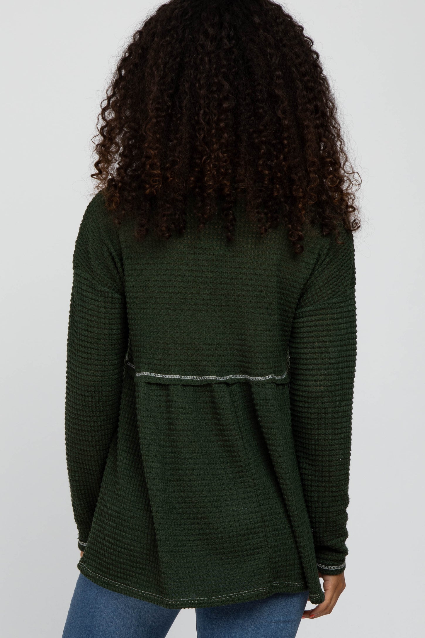 Olive Waffle Knit Peplum Top