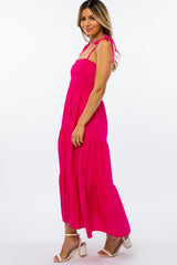 Fuchsia Tiered Shoulder Tie Dress