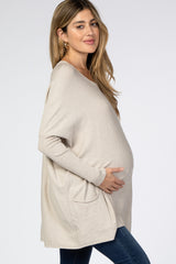 Cream Pocketed Dolman Sleeve Maternity Top