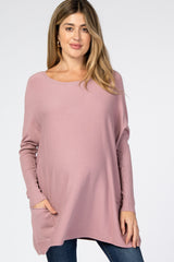 Lavender Pocketed Dolman Sleeve Maternity Top