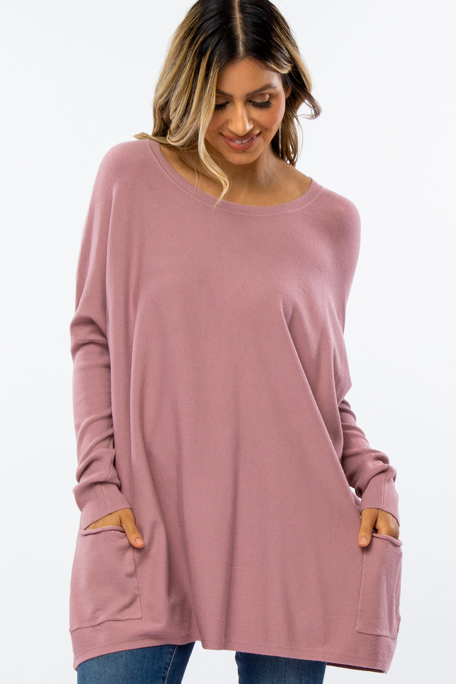 Lavender Pocketed Dolman Sleeve Maternity Top