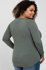 Olive Soft Knit Maternity Plus Long Sleeve Top