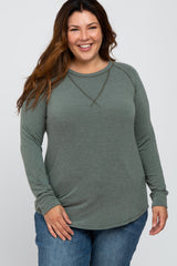 Olive Soft Knit Maternity Plus Long Sleeve Top