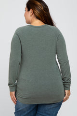 Olive Soft Knit Plus Long Sleeve Top