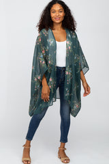Forest Green Floral Print Cover Up