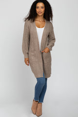 Taupe Mixed Knit Chunky Cardigan