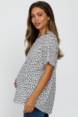 Ivory Animal Print Short Sleeve Maternity Top