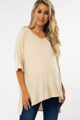 Taupe Hi-Low Dolman Sleeve Maternity Top