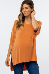 Orange Hi-Low Dolman Sleeve Maternity Top
