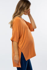 Orange Hi-Low Dolman Sleeve Maternity Top