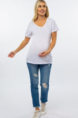 White V-Neck Maternity T Shirt