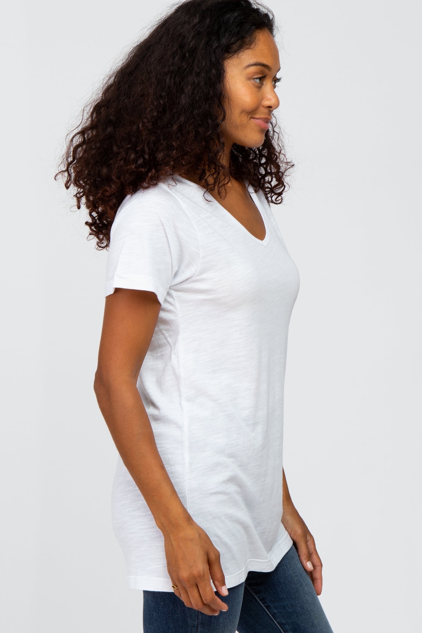 White V-Neck T Shirt