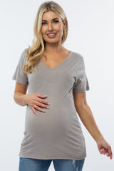 Heather Grey V-Neck Maternity T Shirt