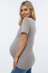 Heather Grey V-Neck Maternity T Shirt