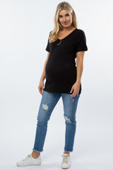 Black V-Neck Maternity T Shirt