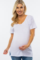 White Front Pocket Maternity T Shirt