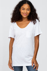 White Front Pocket Maternity T Shirt