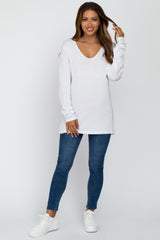 White Long Sleeve Maternity Active Top