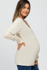 Beige Long Sleeve Maternity Active Top