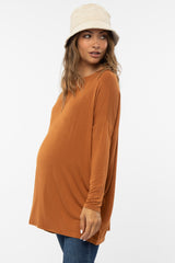 Camel Long Dolman Sleeve Maternity Top